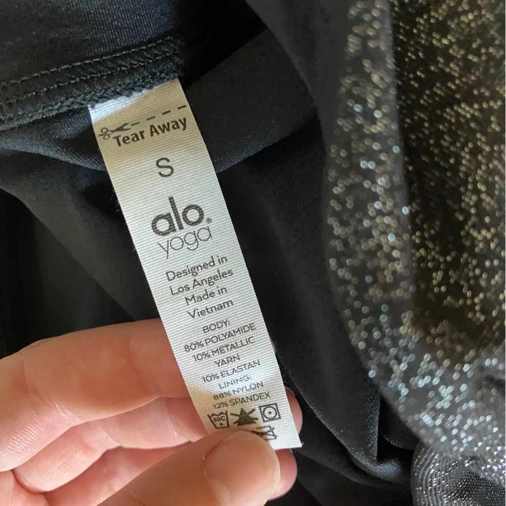 ALO Yoga Charcoal Glitter Tie High Waist Bike Shorts size Small